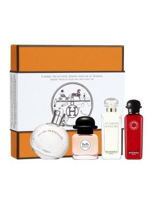 HERMES LADIES MINI SET 4x7,5ML (JOUR D\'HERMES ABSOLU+EAU MERVEILLES ET+TWILLY EP+EAU RHUBARBE EC)